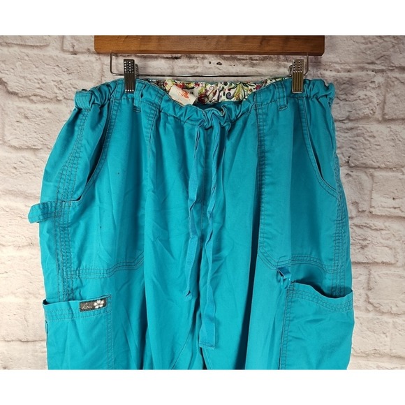 Dickies‎ Scrub Pants Women 2XL EDS Turquoise Teal Cargo Pockets Drawstring 86206 - Picture 2 of 11